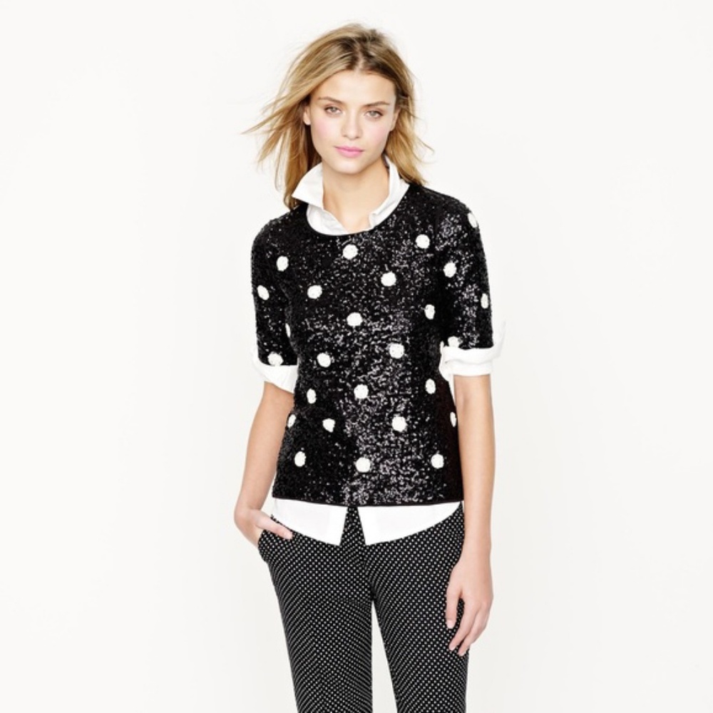 J Crew Polka Dot Sequin Top